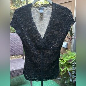 Ann Taylor Women's Black and Cream Top